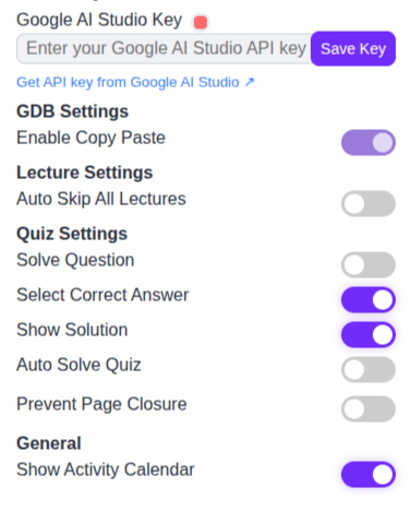 Extension controls mockup